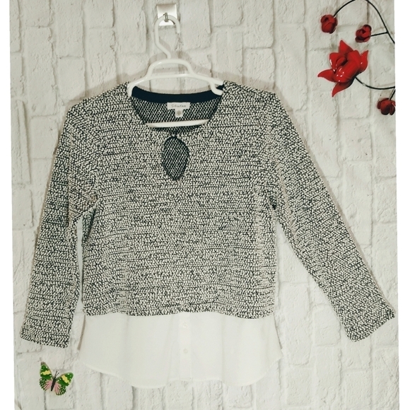 Calvin Klein Spotted Knit Layered‎ Pullover Top - Picture 1 of 4